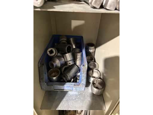 Metal cabinet with industrial socket wrench set & large tools