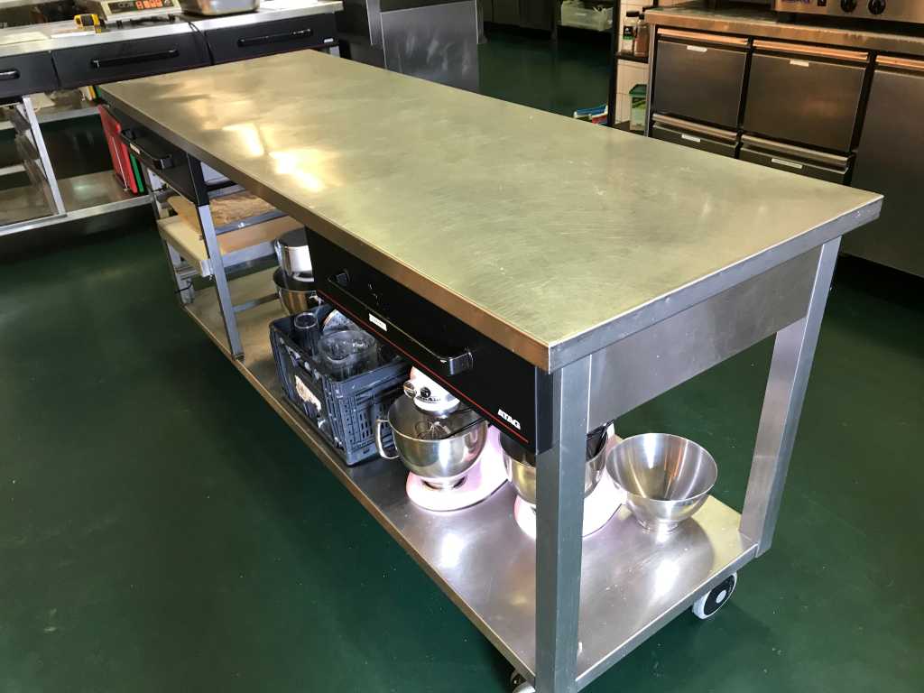 Stainless Steel Mobile Work Table 200cm