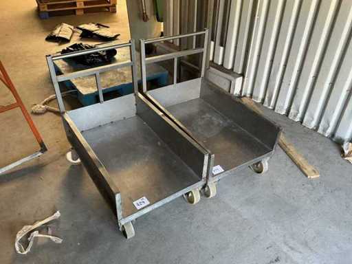 Stainless steel trolleys (2x)