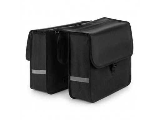 Double Bicycle Bag - Bicycle Bags for Luggage Carrier - 28 Liters - Waterproof - Reflective Details - Black