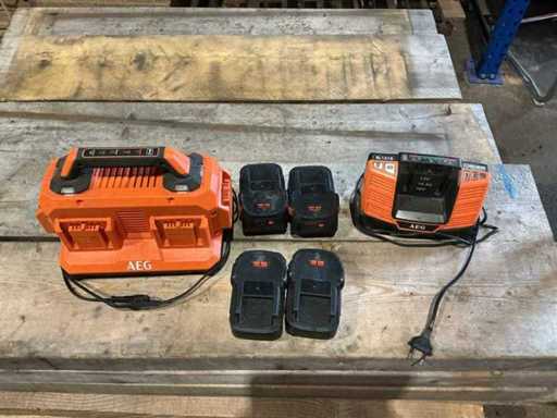 2 chargers + 4 AEG batteries