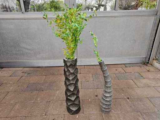 Set exclusiv de 2 vaze din fibră de sticlă, inclusiv flori artificiale - 110 cm