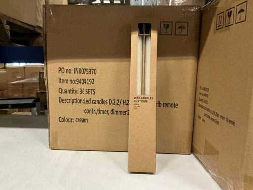 Lot Led Wax Candles D2,2/H29cm Cream rib 2/set (108 zestawów)