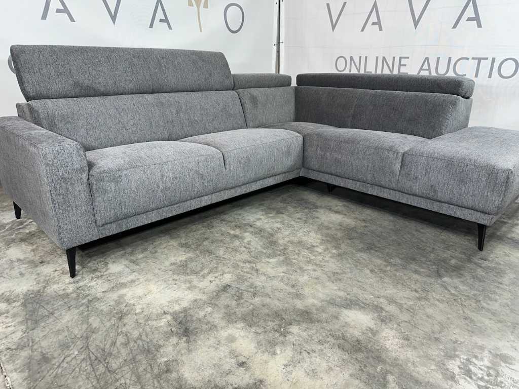 Hjort Knudsen - Corner sofa with open island, anthracite fabric, black metal legs