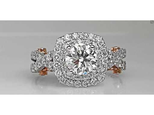 Luxuriöser Natur-Diamantring 2,06 Karat in 14 Karat Weiß- und Pinkgold