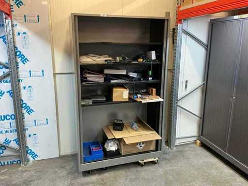 Ahrend Venetian blind door cabinet with various power supplies and parts