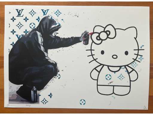 DEATH NYC : Banksy Painting Hello Kitty 94/100