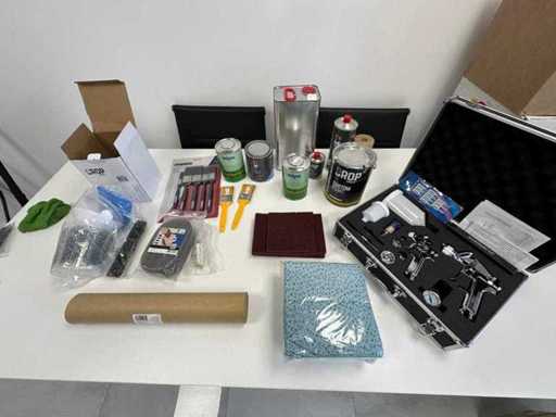 Ensemble de pistolets vaporisateurs HVLP avec accessoires et produits de peinture