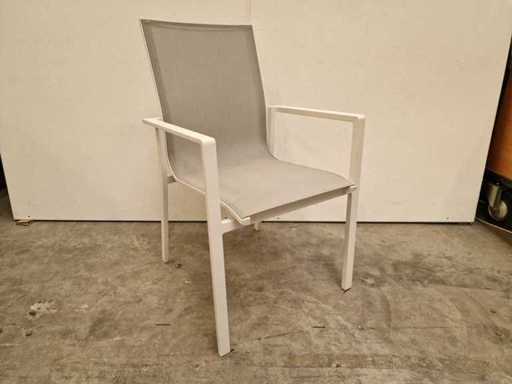 2 x Garden Prestige - Alu Stapelstoel Napoli met Armleuning Wit - Lichtgrijs