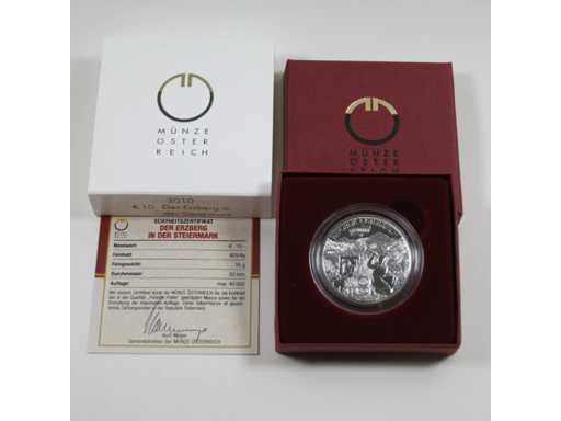 Austria 10 Euro 2010 Zilveren Bewijs De Erzberg in Stiermarken