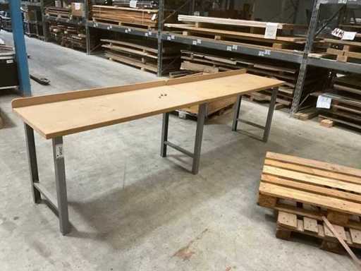 Banco de trabajo compuesto por dos partes, longitud 300 cm