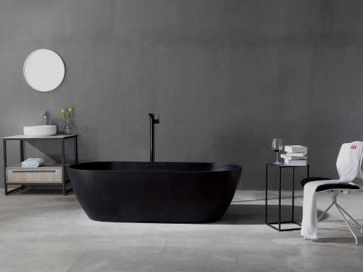 Mawialux Baignoire îlot - solid surface - noir mat
