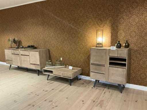 Mangoholz-Wandgerät x2 und Couchtisch