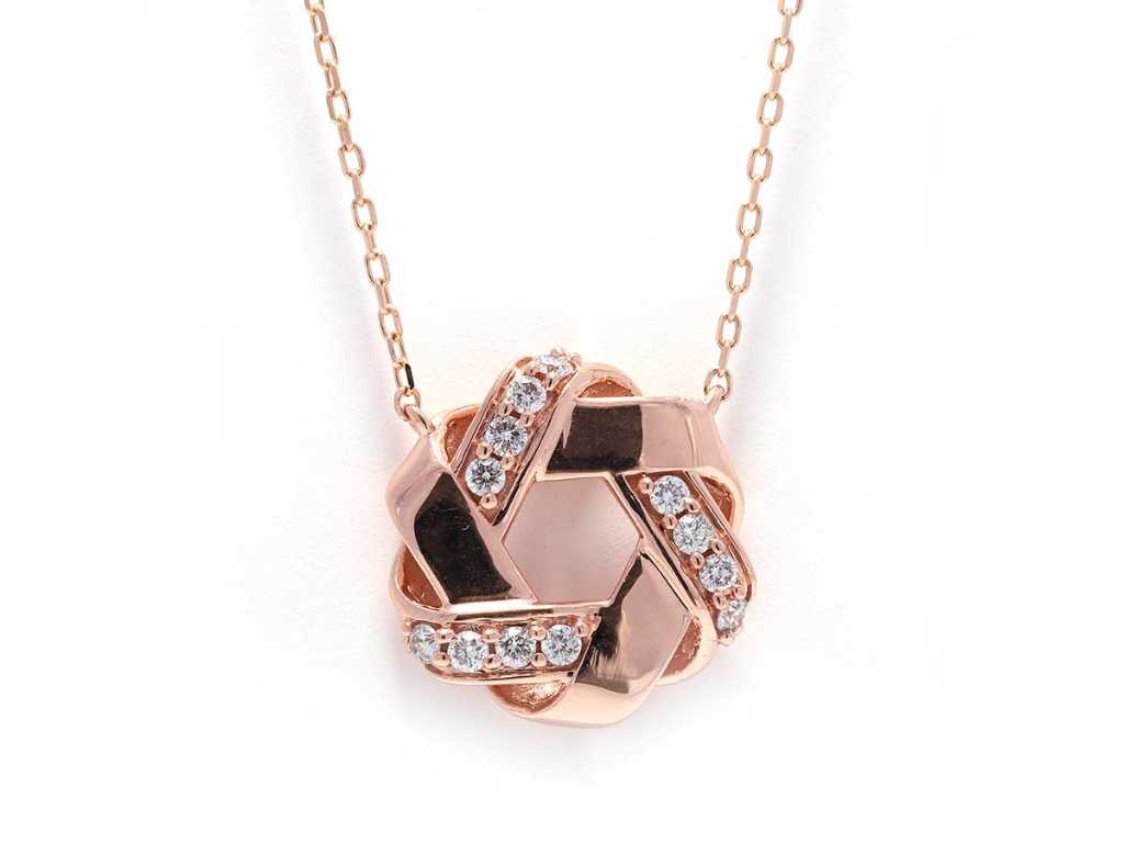 14 KT Pink gold Necklace with Pendant With Natural Diamonds