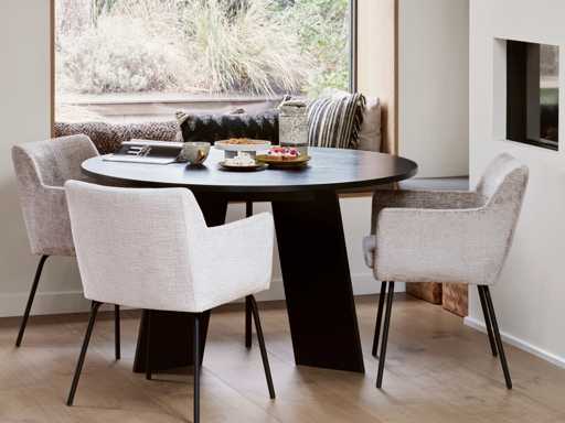 Fries table à manger chêne blacknight matt ø129 cm