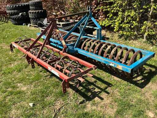 Mounted furrow packer with cultivator