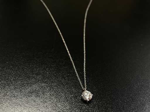 Pendente in oro bianco 18 carati con diamante rotondo da 1,09 ct - D/VS1