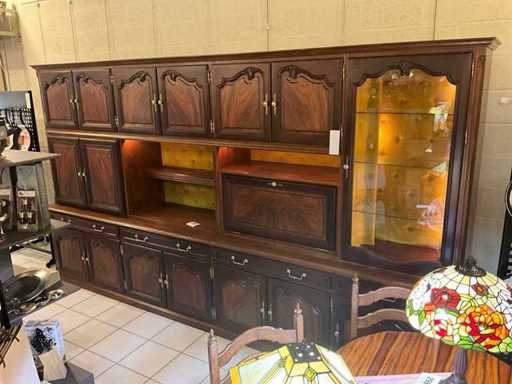 Wall unit with lighting in cherry