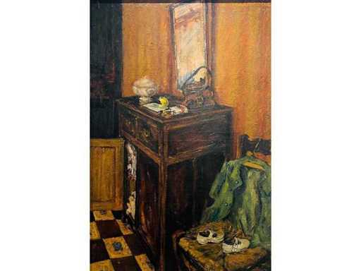 Henri Vandermoere - linen cupboard - oil on canvas - masterpiece