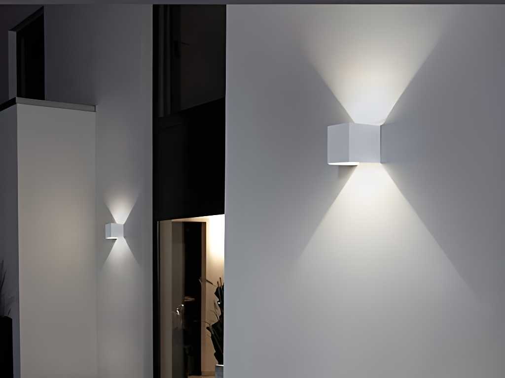 12W LED Sable Blanc Applique Cube Duo Lumière Réglable Étanche (40x)
