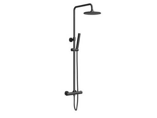 ENSEMBLE DE DOUCHES PLUIE RONDO - THERMOSTATIQUE - MONTÉ EN SURFACE - BELGAQUA - NOIR MAT