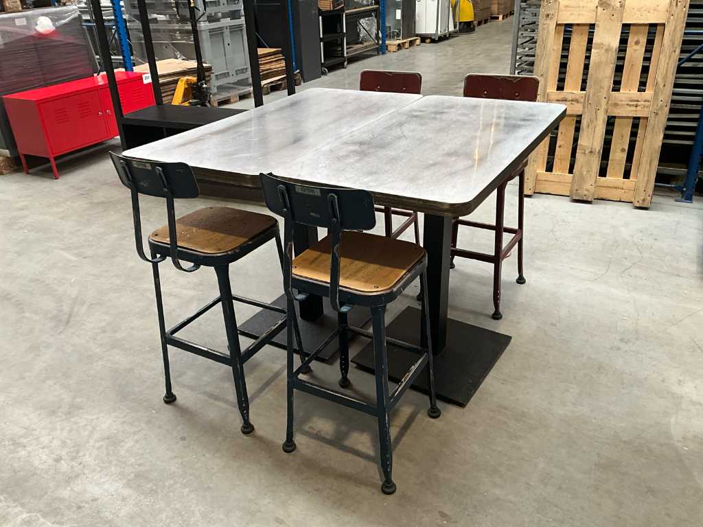 2x high table + 4x vintage bar stool LYON Aurora Ill