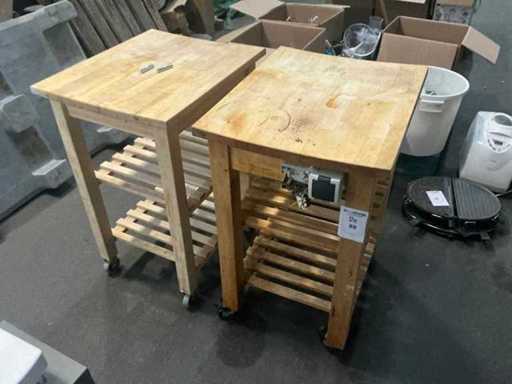 Chariot de service en bois (2x)