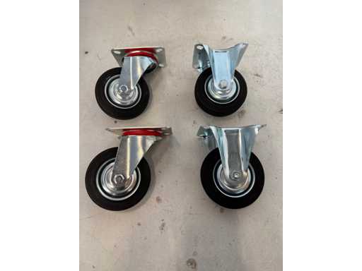 2x Ruota girevole 100 mm 2x Ruota fissa 100mm
