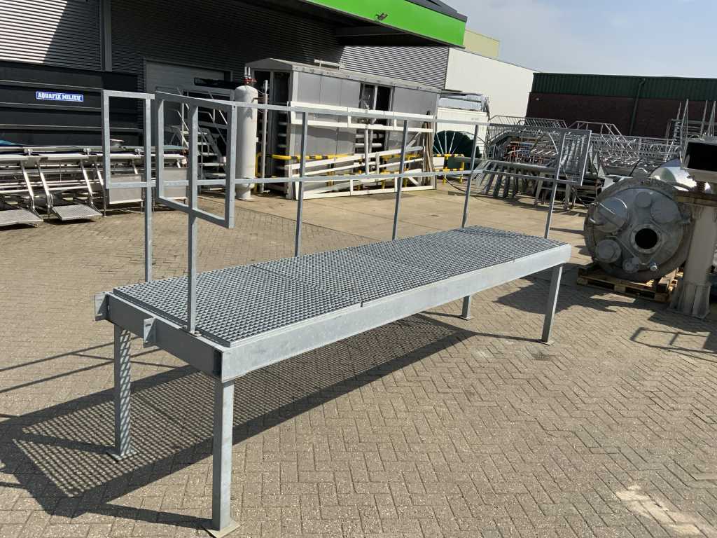 Steel platform with handrail