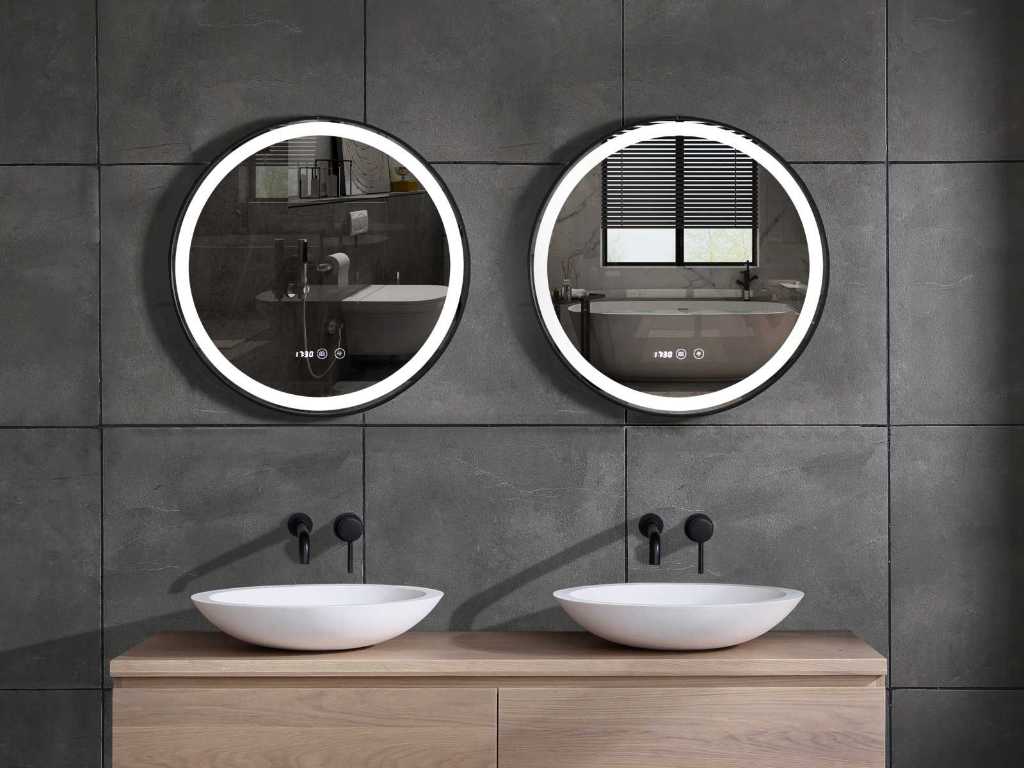 Luxury wellness 60cm led spiegels met verwarming en klok 