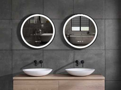 Miroir de salle de bain LED - Horloge numérique - Julia - 40/50/60cm au choix