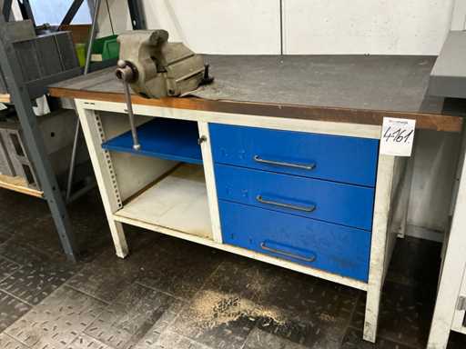 Workbench with vice and drawers