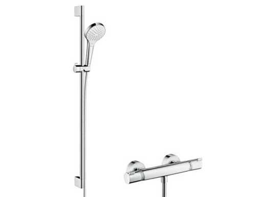 Ensemble de douche Hansgrohe Croma Select S 27833400 avec thermostat Ecostat 3 jets chromés