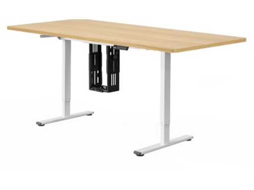 Standaard zit-sta bureau met dubbele motoren - 160x80 ebbenhouten blad