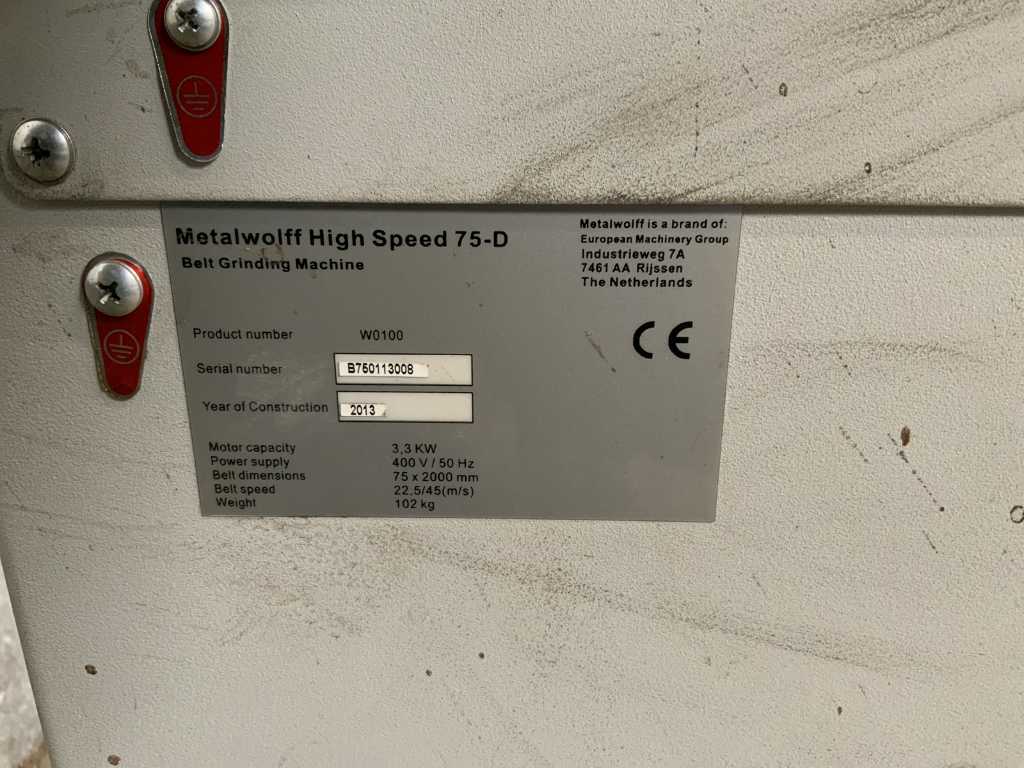 Metalwolff High speed 75-D Bandslijpmachine