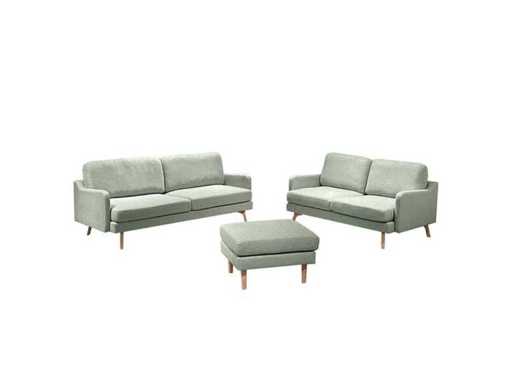 Salon Argo mint green 3-seater + 2-seater + ottoman