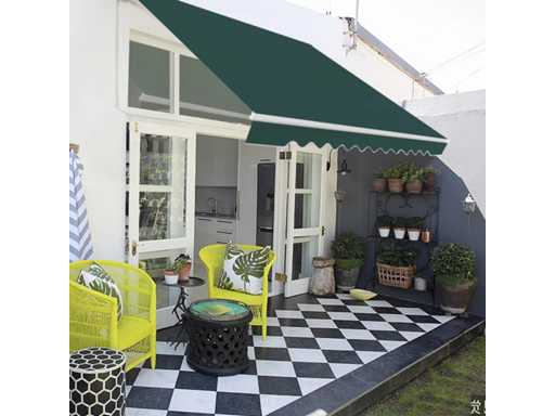 Groene luifel met krukas 400 x 250 cm