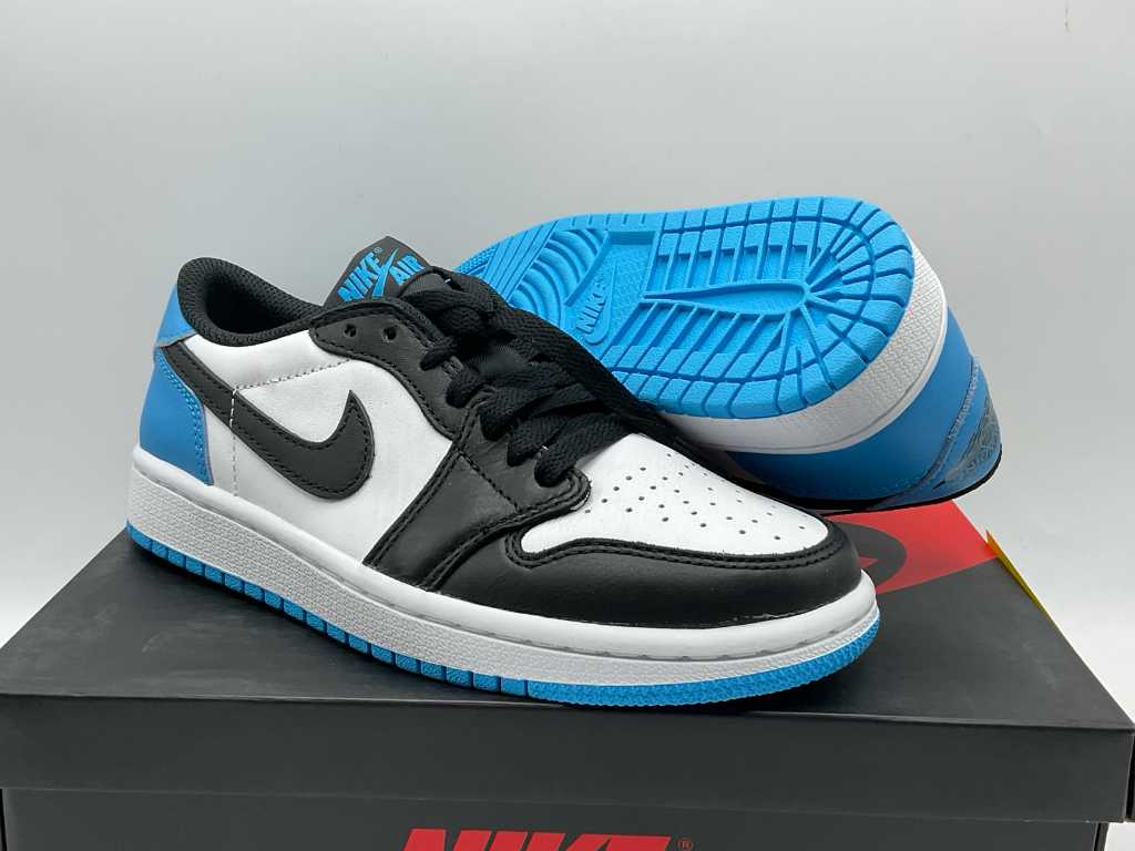 Nike Jordan 1 Low Black Dark Powder Blue Women Sneakers 35 1/2