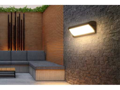 10 x LED Wandlamp 12W – 3500K Neutraal Wit – Zwart – IP54 (SAW-05) 