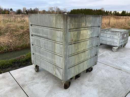 Gegalvaniseerd metalen afvalcontainer op wielen