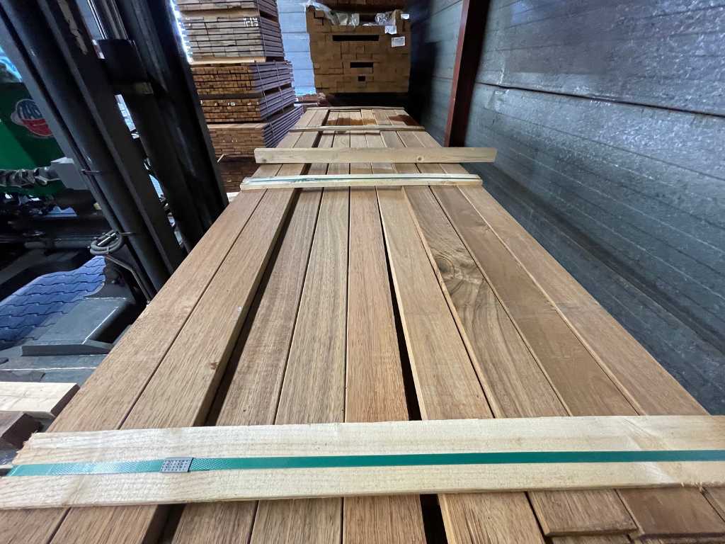 Guyana Teak hardwood planks planed 21x90mm, length 305cm (137x)