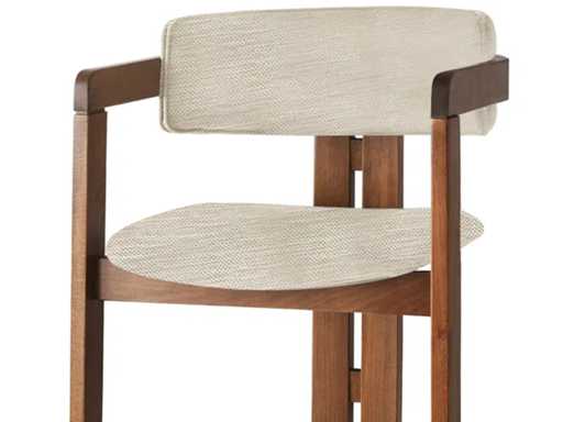 Chaise de salle à manger ergonomique en bois de noyer et lin gris clair (x2)