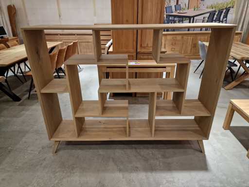 Bibliothèque Castle-Line Oak Sofia 180 x 40 x H140cm Ouverte - Gris rustique 