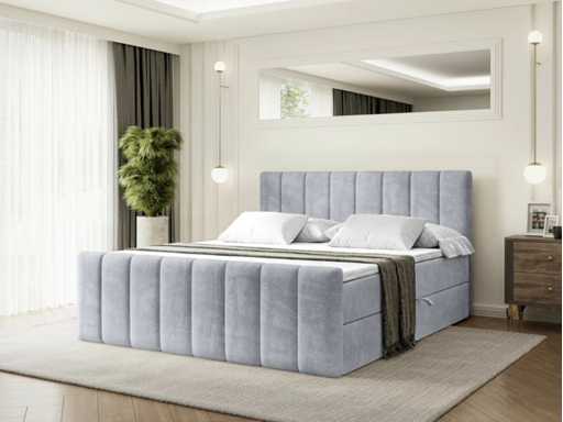 Box spring bed 140x200 cm - borst - matras - matras topper - grijs fluweel