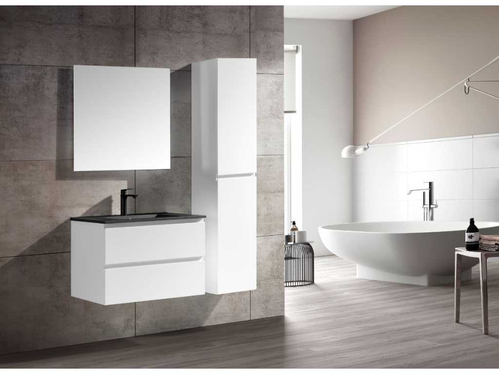 1 x 80cm ensemble de meubles de salle de bain MDF - Couleur : Blanc mat