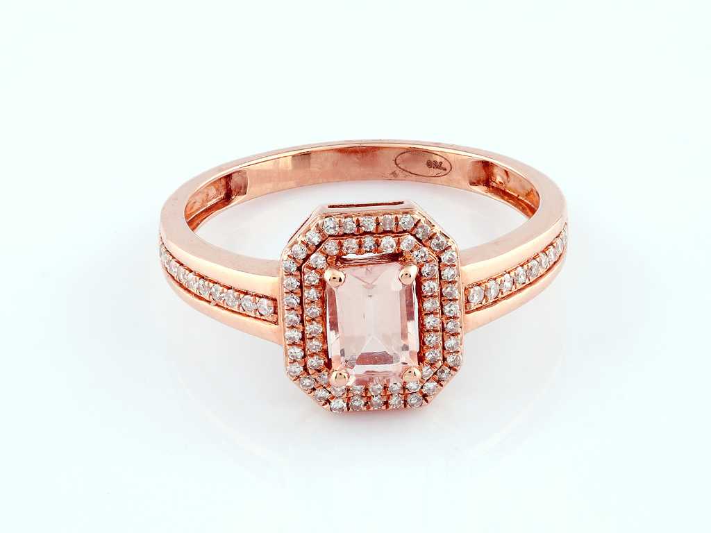 18 KT Pink gold Ring With Natural Diamond & Morganite