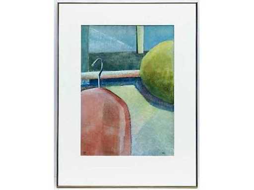 Metten Koornstra - Abstracted still life with coat on hanger - pastel on paper - 1967