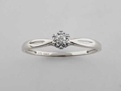 9 KT Weißgoldring mit natürlichem Diamant