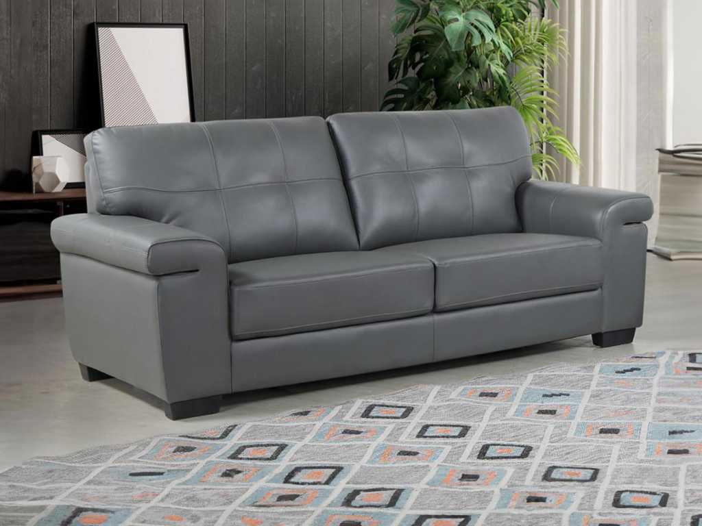 3-seater leather sofa - Grey