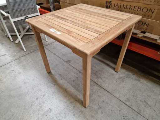 Beaufort 10 - Table de jardin en teck Java 80 x 80 cm avec pieds blocs fixés